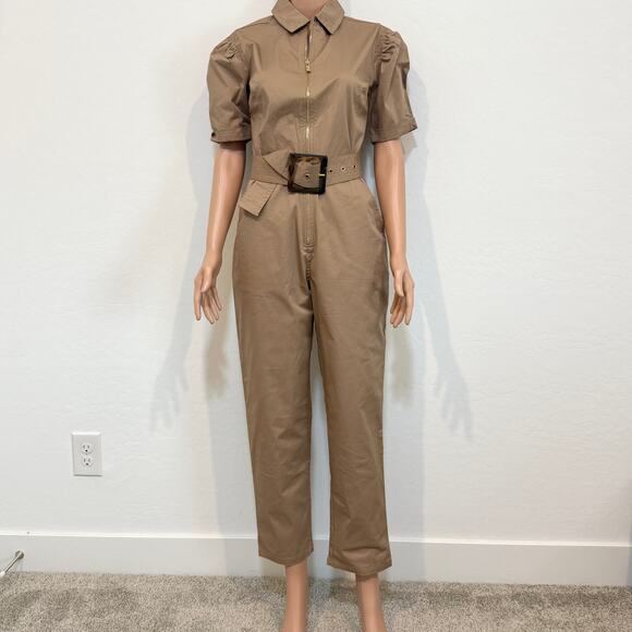 WeWoreWhat small belted puff sleeve zip front jumpsuit P 2803 - Picture 10 of 12